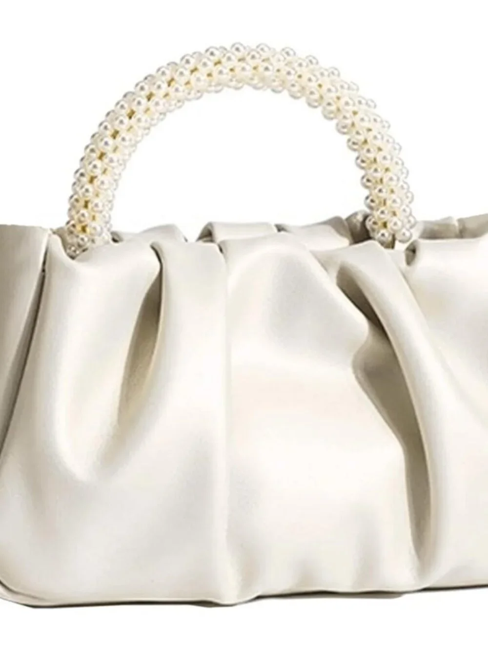 Beatfull Evening Purse Women Small Pearl Handbags soft Leather ruched bag weddin - Picture 4 of 5